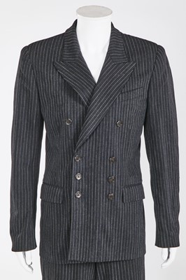 Lot 120 - A Jean Paul Gaultier grey pinstripe wool blend jumpsuit ensemble, circa 1997