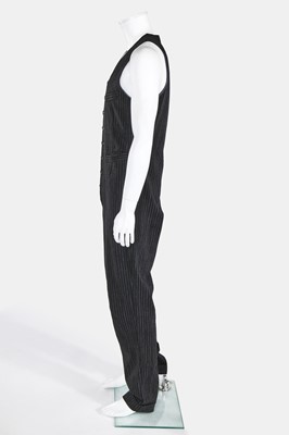 Lot 120 - A Jean Paul Gaultier grey pinstripe wool blend jumpsuit ensemble, circa 1997