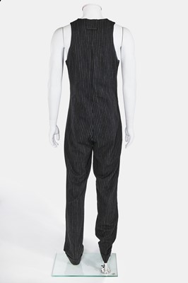 Lot 120 - A Jean Paul Gaultier grey pinstripe wool blend jumpsuit ensemble, circa 1997