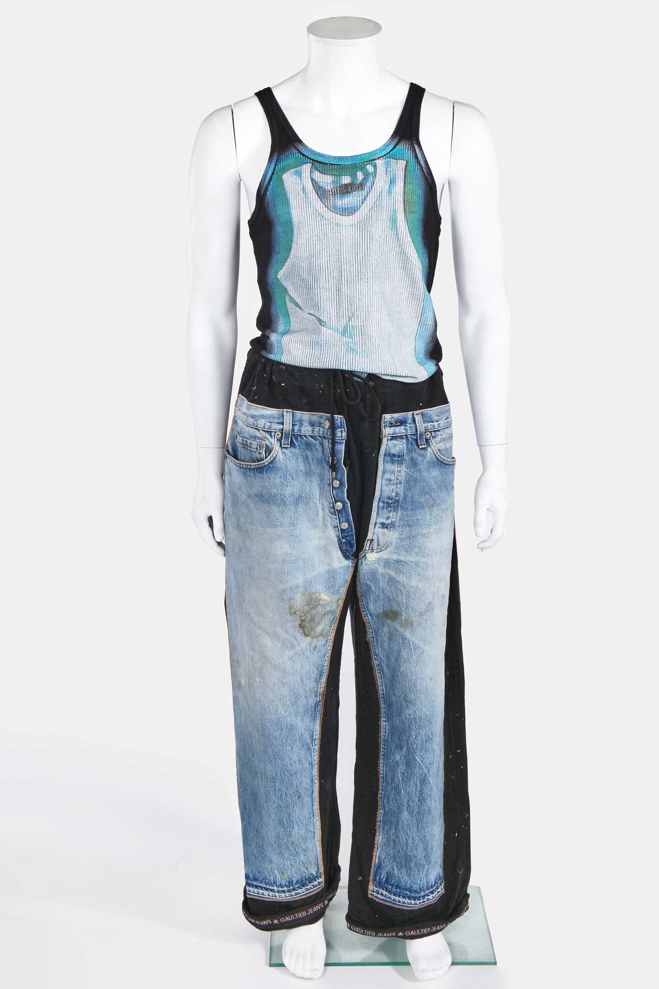 Lot 93 - A rare pair of Jean Paul Gaultier men's trousers, 'Tattoos/The Raw and Refined' collection, Spring-Summer 1994
