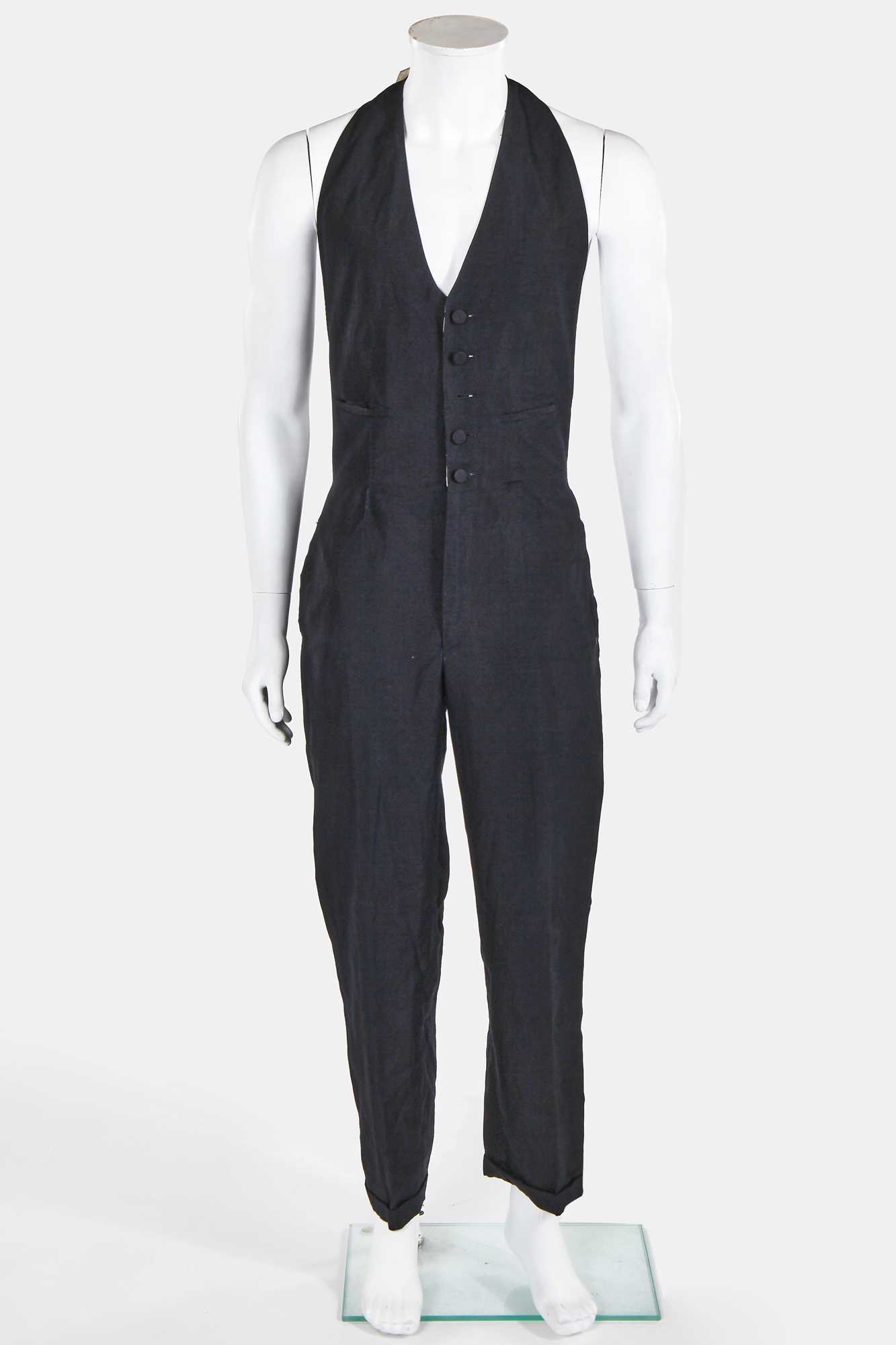 Lot 133 - A Jean Paul Gaultier man's black linen halter neck jumpsuit, 'Tribute to Frida Kahlo/Flamenco' collection, Spring-Summer 1998
