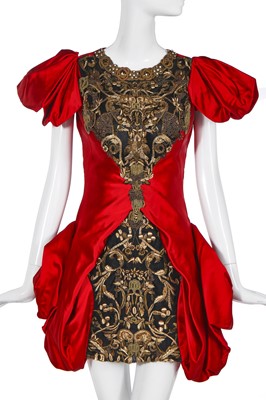 Lot 74 - An Alexander McQueen embroidered scarlet satin dress, 'Angels & Demons'  Autumn-Winter 2010-11