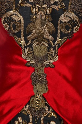 Lot 74 - An Alexander McQueen embroidered scarlet satin dress, 'Angels & Demons' Autumn-Winter 2010-11