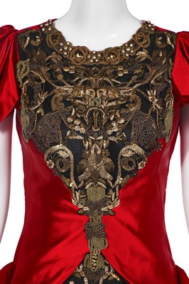 Lot 74 - An Alexander McQueen embroidered scarlet satin dress, 'Angels & Demons' Autumn-Winter 2010-11