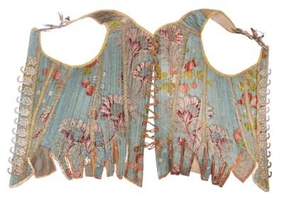 Lot 430 - A pair of brocaded smooth covered stays, probably French, 1730-1750
