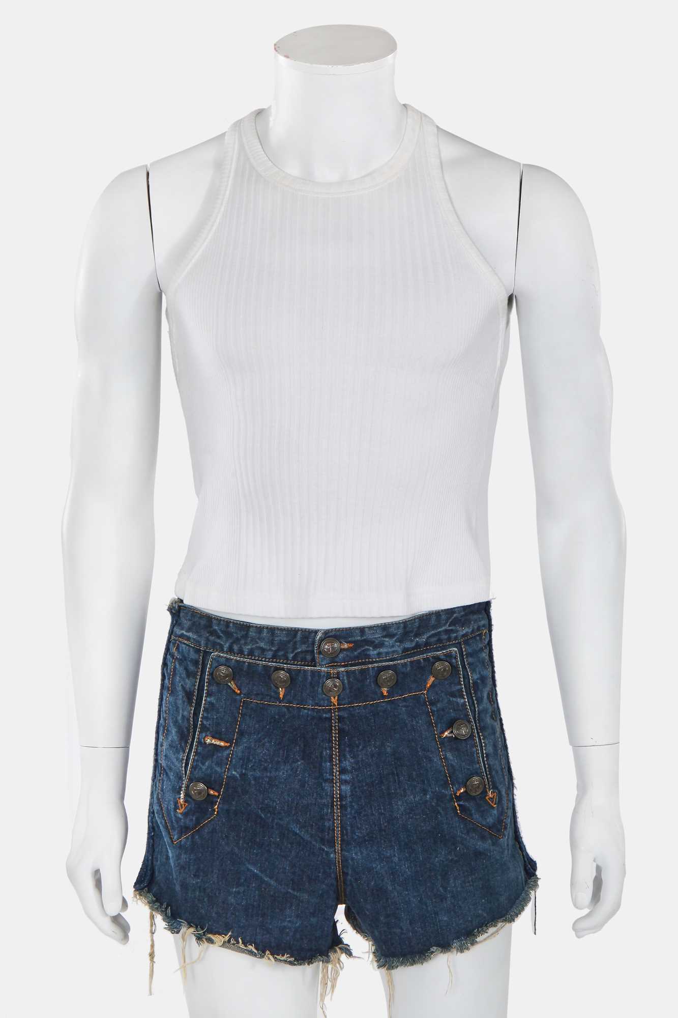 Lot 82 - A pair of Jean Paul Gaultier matelot-style denim shorts, 'Andro Jeans' collection, Spring-Summer 1993