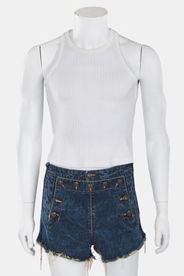 Lot 82 - A pair of Jean Paul Gaultier matelot-style denim shorts, 'Andro Jeans' collection, Spring-Summer 1993