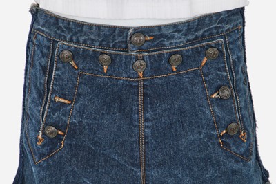 Lot 82 - A pair of Jean Paul Gaultier matelot-style denim shorts, 'Andro Jeans' collection, Spring-Summer 1993