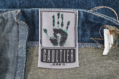 Lot 82 - A pair of Jean Paul Gaultier matelot-style denim shorts, 'Andro Jeans' collection, Spring-Summer 1993