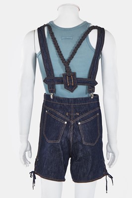 Lot 86 - A rare pair of Jean Paul Gaultier men's denim lederhosen, 'Andro Jeans' collection, Spring-Summer 1993