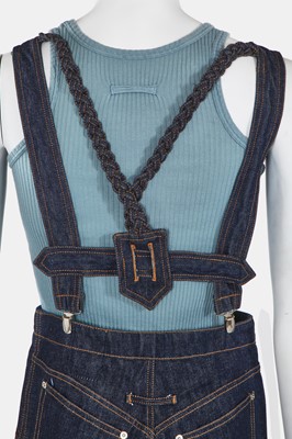 Lot 86 - A rare pair of Jean Paul Gaultier men's denim lederhosen, 'Andro Jeans' collection, Spring-Summer 1993