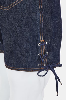 Lot 86 - A rare pair of Jean Paul Gaultier men's denim lederhosen, 'Andro Jeans' collection, Spring-Summer 1993