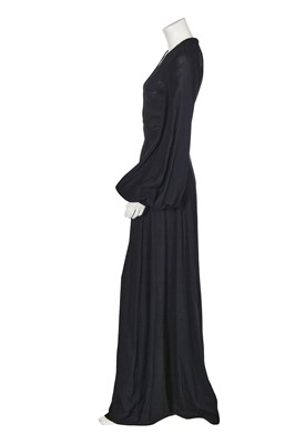 Lot 266 - An Ossie Clark black moss crêpe 'Cuddly' wrap-over dress, mid 1970s
