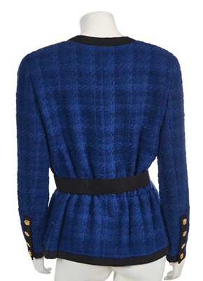 Lot 1 - A Chanel blue and black bouclé tweed jacket, 1989