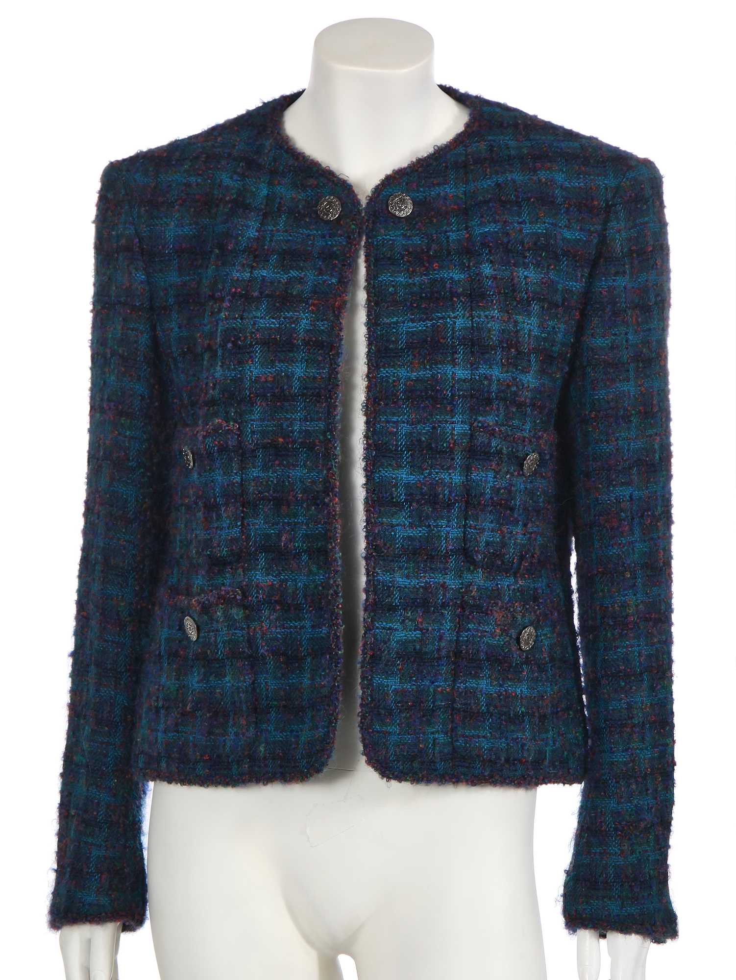 Lot 9 - A Chanel teal bouclé tweed jacket, Autumn-Winter 1997