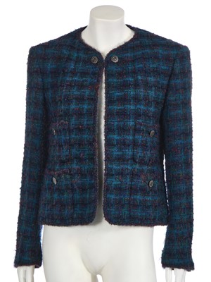 Lot 9 - A Chanel teal bouclé tweed jacket, Autumn-Winter 1997