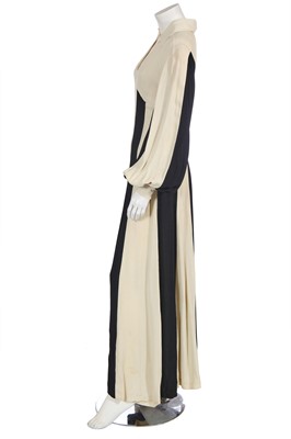 Lot 269 - An Ossie Clark ivory and black moss crêpe dress, circa 1970