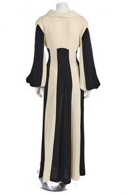 Lot 269 - An Ossie Clark ivory and black moss crêpe dress, circa 1970