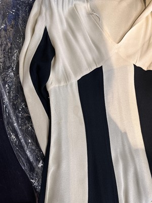 Lot 269 - An Ossie Clark ivory and black moss crêpe dress, circa 1970