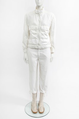 Lot 28 - A Courrèges men's white nylon ensemble, late 1970s or early 80s