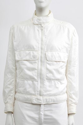 Lot 28 - A Courrèges men's white nylon ensemble, late 1970s or early 80s