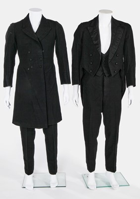 Lot 11 - A group of gentlemen's black wool formalwear, 1910-1930