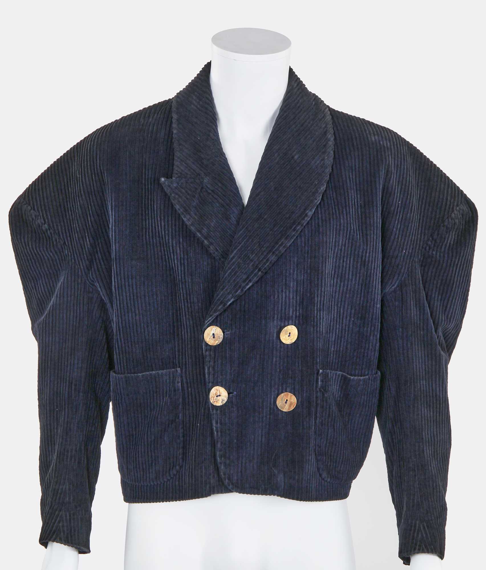 Lot 37 - A John Galliano navy jumbo cord jacket, 'The Ludic Game' collection Autumn-Winter, 1985-86