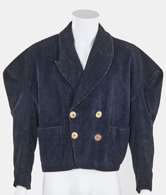 Lot 37 - A John Galliano navy jumbo cord jacket, 'The Ludic Game' collection Autumn-Winter, 1985-86