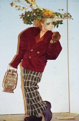 Lot 37 - A John Galliano navy jumbo cord jacket, 'The Ludic Game' collection Autumn-Winter, 1985-86