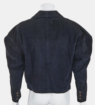 Lot 37 - A John Galliano navy jumbo cord jacket, 'The Ludic Game' collection Autumn-Winter, 1985-86