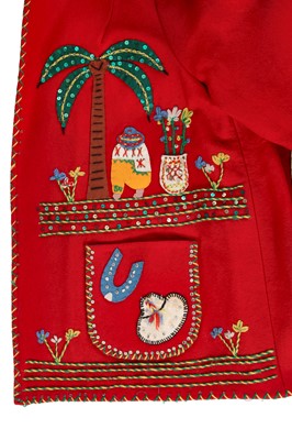 Lot 328 - A Mexican-style red felt appliqué jacket, 1950