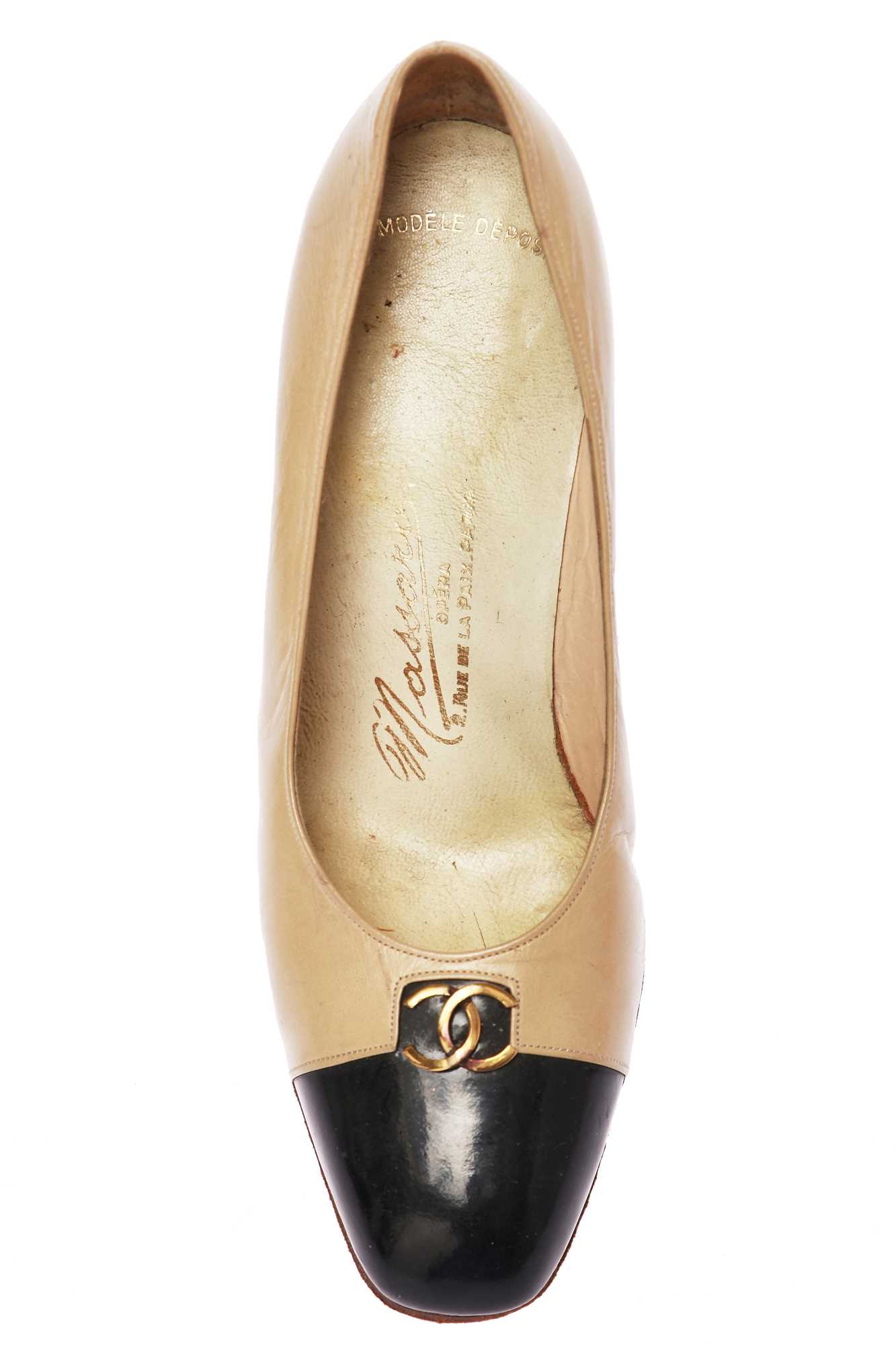 Lot 14 - Two pairs of Chanel haute couture shoes, 1960s