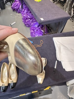 Lot 14 - Two pairs of Chanel haute couture shoes, 1960s