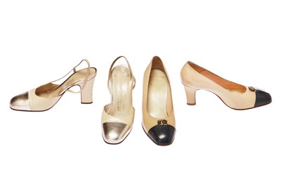 Lot 14 - Two pairs of Chanel haute couture shoes, 1960s