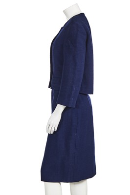 Lot 307 - A Christian Dior London blue wool suit, early 1960s