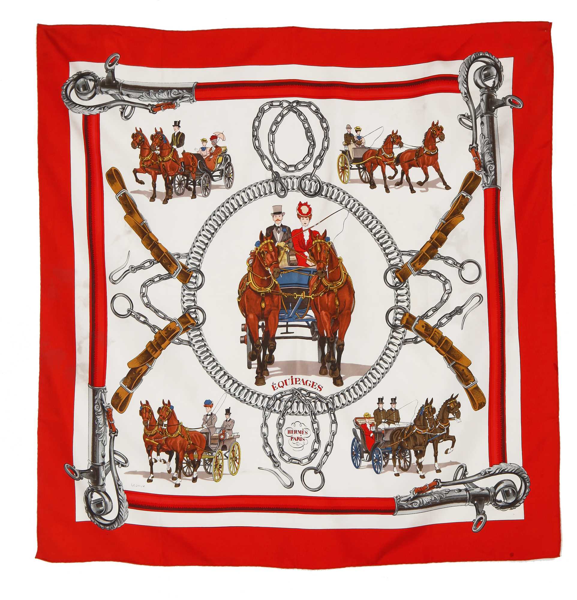 Lot 32 - A group of Hermès equestrian themed silk scarves