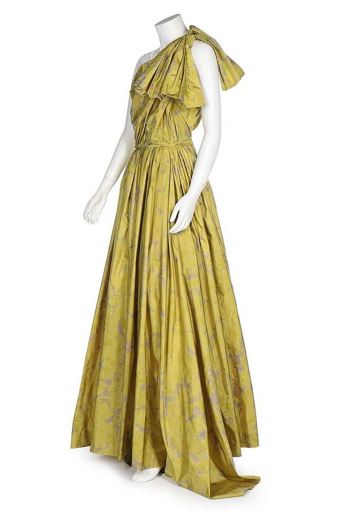 Lot 40 - A Lanvin printed chartreuse taffeta evening...
