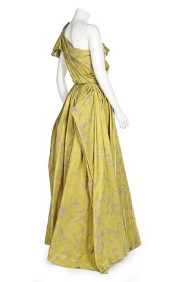 Lot 40 - A Lanvin printed chartreuse taffeta evening...