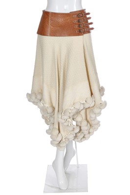 Lot 144 - An Alexander McQueen wool and leather skirt,  'Scanners' collection, Autumn-Winter 2003-04