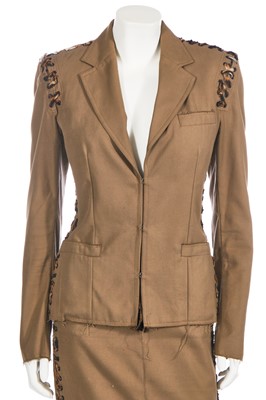 Lot 85 - An Yves Saint Laurent by Tom Ford khaki skirt suit, Spring-Summer 2002