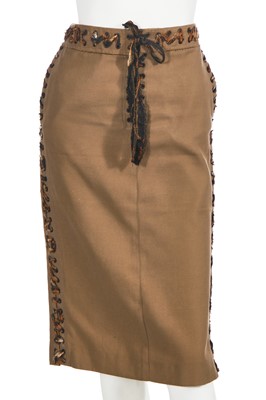 Lot 85 - An Yves Saint Laurent by Tom Ford khaki skirt suit, Spring-Summer 2002