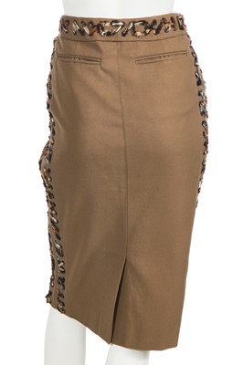 Lot 85 - An Yves Saint Laurent by Tom Ford khaki skirt suit, Spring-Summer 2002