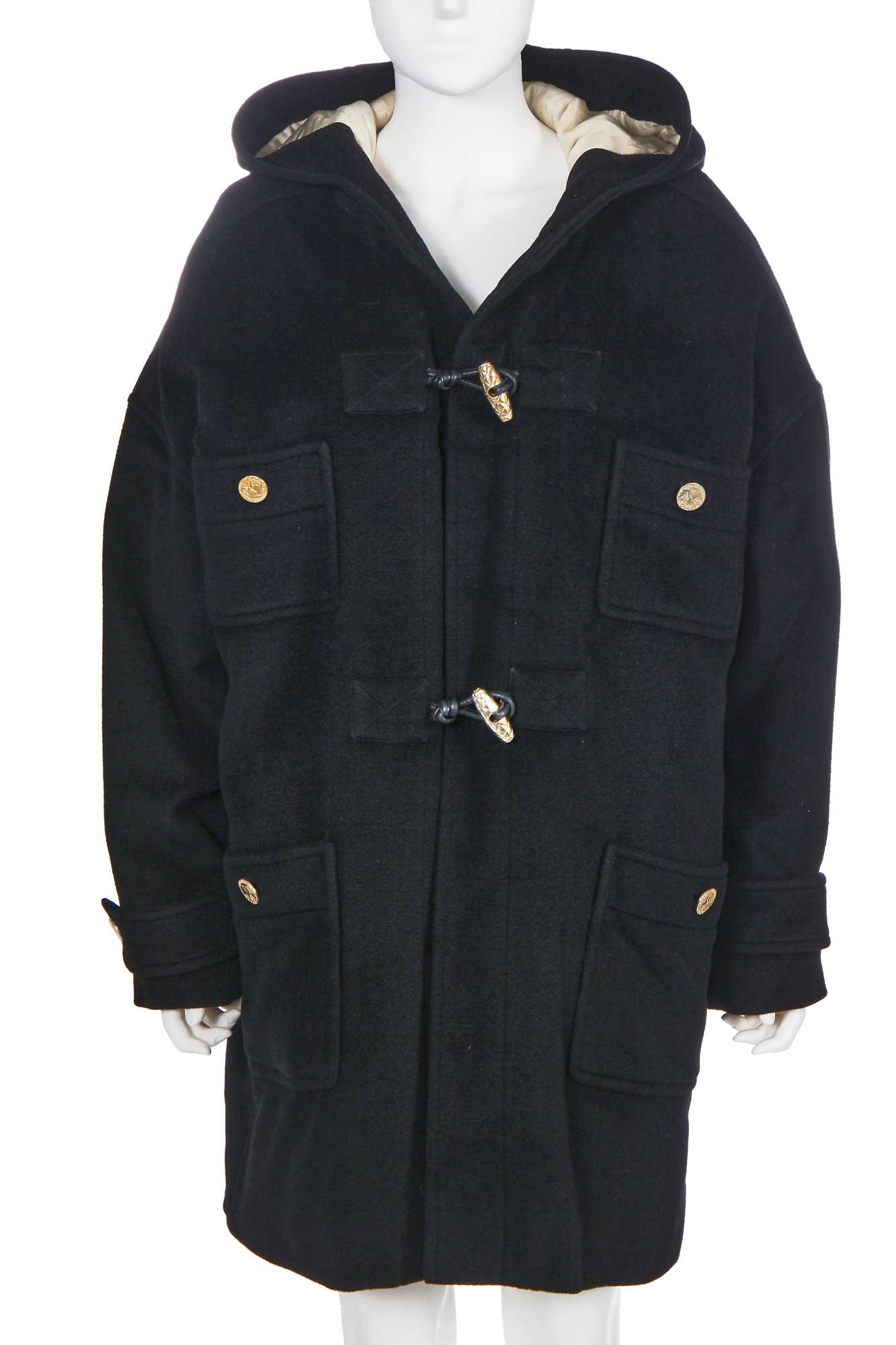 Lot 15 - A Chanel black wool duffle coat, late 1980s