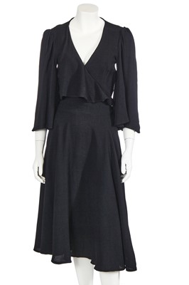 Lot 286 - A Biba black dress and an Ossie Clark for Radley blue dress, 1970s