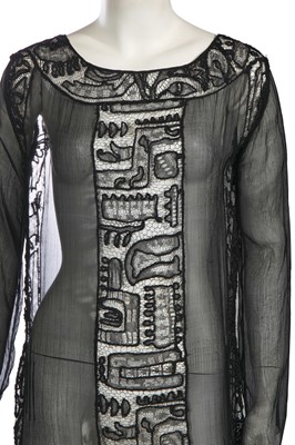 Lot 373 - Three black chiffon and lace dresses, 1920s-30s