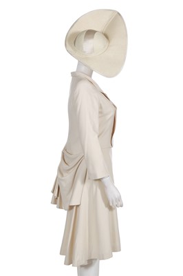 Lot 64 - An Alexander McQueen ivory skirt suit and hat, commercial collection, 2006