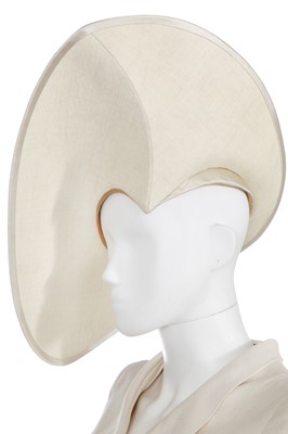Lot 64 - An Alexander McQueen ivory skirt suit and hat, commercial collection, 2006