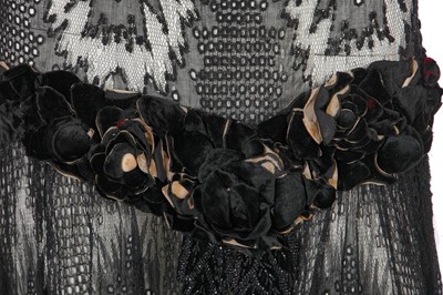Lot 370 - Two black lace flapper dresses, 1920s