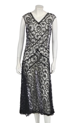 Lot 370 - Two black lace flapper dresses, 1920s