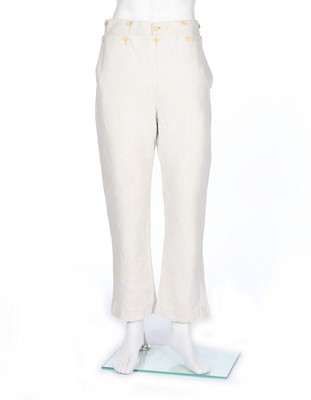 Lot 373 - A pair of white cotton gentlemen's trousers,...